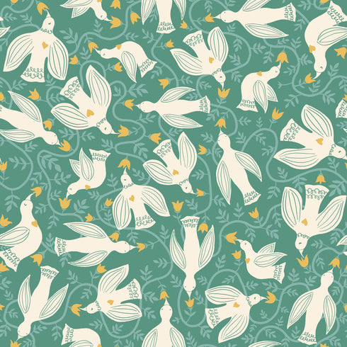 CANVAS Endpaper Hummingbirds in Watercress - Ruby Star Society Sold by the Yard